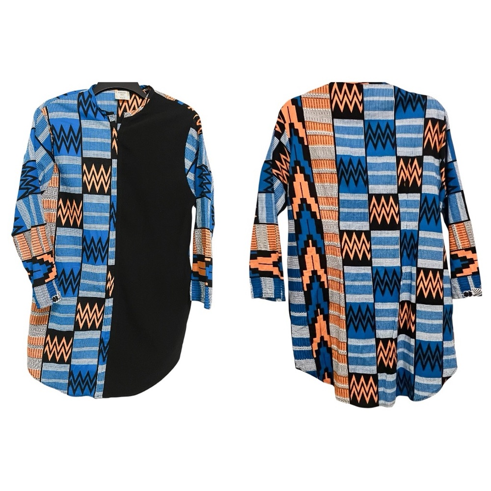 Mangishi Doll African Tunic Dress Made in Zambia Size 8 Black Blue Orange